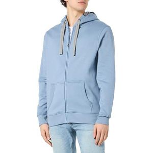 HRM Premium herenjas met capuchon en contrasterende binnenvoering, basic hoodie met ritssluiting, hoogwaardige en duurzame herenkleding, hemelsblauw, S