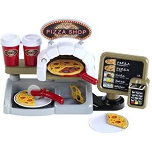 Theo Klein 7309 Pizzeria I Met speelgoedpizza om te versieren en veel winkelaccessoires I EC-kaart en reader met geluid I Speelgoed voor kinderen vanaf 3 jaar