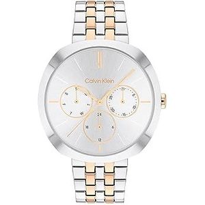 Calvin Klein Dames analoog Japans quartz horloge met roestvrijstalen band 25200337, Zilver Wit