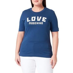 Love Moschino Dames Regular fit T-shirt met korte mouwen, blauw, 18, Blauw, 70