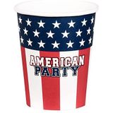 Boland 44974 - Feestbekers American Party, 10 stuks, 210 ml, milieuvriendelijk feestservies, 100% papier, verjaardag, themafeest
