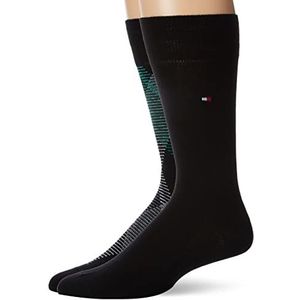 Tommy Hilfiger Heren diagonaal streep sock classic sock, groen zwart, 39/42 EU