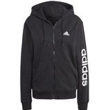 adidas, W Lin Ft FZ HD, Sweatshirt met capuchon en ritssluiting, zwart-wit, XS, dames