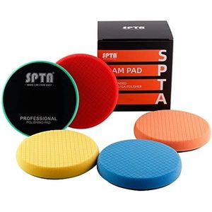 SPTA 5 stuks 14 cm gezicht voor 12,7 cm dragerplaat, compound polijstsponzen, polijstpads, polijstpad voor autobuffer polijstmachine, slijpen, polijsten, waxen