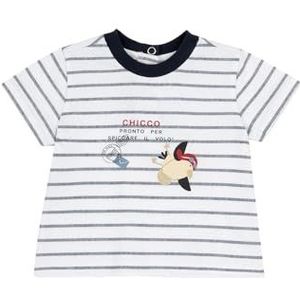Chicco T-shirt van katoen met korte mouwen voor kinderen en jongeren, Wit en blauw, 4 anni