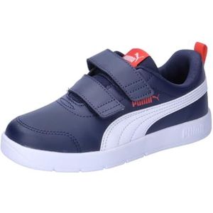 PUMA Courtflex V3 V Ps Sneakers voor kinderen, uniseks, Puma Navy PUMA Wit PUMA Rood, 28 EU