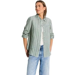 Cecil Dames Linen_Stripe Shirt Blouse, Soft Salvia Green, S