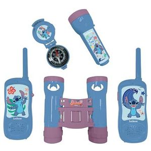 Lexibook, Disney Stitch, Avonturierset voor kinderen, Walkie-Talkies 120m, Verrekijker, Kompas, Zaklamp, Blauw/Paars, RPTW12D