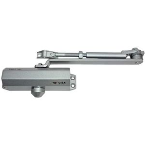 CISA Serie 604 Deurdranger met vergrendeling 16047103097, deurdranger met instelbare sluitsnelheid, oppervlak grijs aluminium, voor deuren tot 80 kg