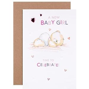 Hallmark Geboortekaart voor babymeisjes - Forever Friends Pink Design