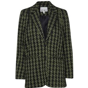 ICHI Ihkate Houndstooth Oversize Bl Casual zakelijke blazer voor dames, 202720/Parrot Green Houndstooth, XL