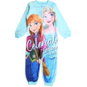 Frozen fleece jumpsuit, comfort en warmte voor de winter, ontwerp geïnspireerd door koningin Elsa, Blauw, 8 Jaren