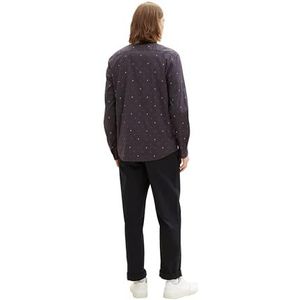 TOM TAILOR-denim Denim heren slim fit overhemd met een allover print van katoen