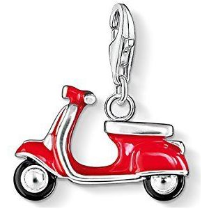 Thomas Sabo Dames Charm Club-hanger Roller 925 Sterling zilver rood en zwart geëmailleerd 0827-007-10