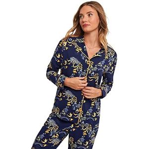 Joe Browns Dames Mix en Match Oosterse Toile Print Pyjama met lange mouwen, marineblauw, 36