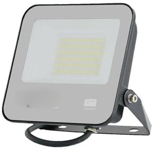 50 W projector met zeer efficiënte chip, inclusief aansluitkabel, wit licht van 6500 K. Elegant design in zwarte behuizing met grijs matglas, ideaal voor elke ruimte.