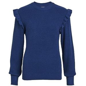 Object Dames Objmalena L/S Ruffle Pullover Noos Gebreide Trui, Estate Blue/Detail: melange, XS