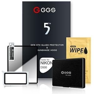 GGS Larmor 5e Generatie Glas Screen Protector en Zonneschermkap Set voor Nikon D500 - Transparant