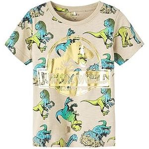 NAME IT Nmmjulle Jurassic Ss Top Vde T-shirt voor jongens, Peyote Melange, 104 cm