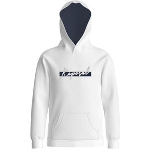 Kaporal Obeli, sweatshirt zonder ritssluiting, voor jongens, 60% katoen, 40% polyester, normale pasvorm, capuchonkraag, marineblauw, maat 16 A, Wit, 10 Jaar