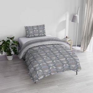 Italian Bed Linen Athena Beddengoedset, 100% katoen, beige-grijs, eenpersoonsbed