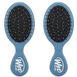 Wet Brush Mini Detangler haarborstel, Elemental Blue - Ontwarrende reishaarborstel - Ultra-zachte IntelliFlex borstelharen glijden met gemak door klitten - pijnvrij - alle haartypes (set van 2)