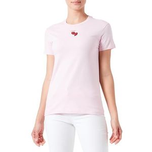 Pinko Boor T-shirt Jersey van katoen met borduurwerk harten, N78_Roze Schattig Paars, M