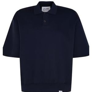 Seidensticker Studio Uniseks oversized fit trui met korte mouwen, donkerblauw, XXL