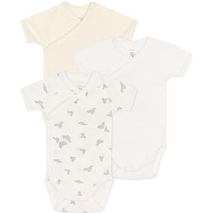Petit Bateau Uniseks babyrompertjes met korte mouwen voor de geboorte (3-pack), variant 1, Frühgeborenes