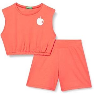 United Colors of Benetton Meisjes COMP(T-shirt + short) 3096CK007 broek, Rosso Corallo 01N, KL, rosso corallo 01n, L