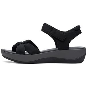 Clarks Arla Shore platte sandaal voor dames, Zwart textiel, 36 EU