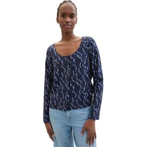 TOM TAILOR Denim Blouses voor dames, 34682 - marineblauw hartdruk, M