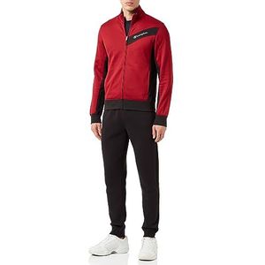 Champion Legacy Sweatsuits-Storm Fleece Full Zip Sportpak voor heren, Rosso Scuro TRD/Nero, L