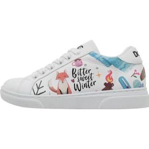 DOGO Unisex Kids Vegan White Sneakers - Bitter Sweet Winter Motief-29, Wit, 29 EU