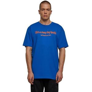 Mister Tee Upscale Hustle Oversize T-shirt voor heren, T-shirt met print, oversized fit, katoen met print, grafisch T-shirt, kobaltblauw, XS