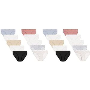 Hanes Bikinislip voor dames, zacht katoen, ondergoed (retired opties, kleuren kunnen variëren), Paars/Rose Hthr/Neutraal/Print Mix, 20 stuks, 7