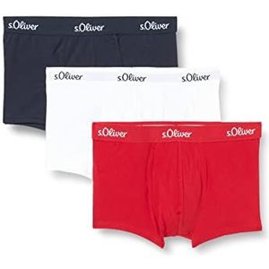 s.Oliver RED LABEL Bodywear LM s.Oliver Hipster Basic 3X Boxershorts, voor heren, rood/blauw/wit, passend (3 stuks), rood, blauw, wit., M