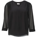 Blouse - Chiffon - Met Ruches - 3/4 Mouwen - V-hals