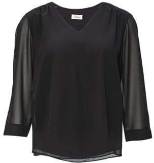 Blouse - Chiffon - Met Ruches - 3/4 Mouwen - V-hals