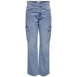 ONLY ONLRILEY Jeans voor dames, straight-fit, hoge taille, recht gesneden jeans, blauw (light blue denim), 27W / 32L