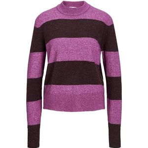 JACK & JONES Jxchick Crew Neck Knit Sn Gebreide trui voor dames, fuchsia rood/strepen:/Sassafras, S