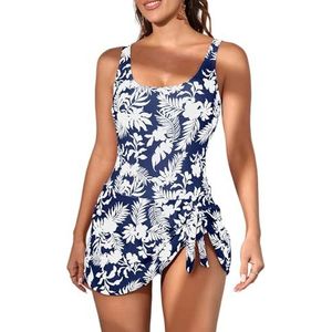 Eomenie One Piece Swimdress Swimsuits for Women Tummy Control Swim Dresses Skirt Bathing Suit