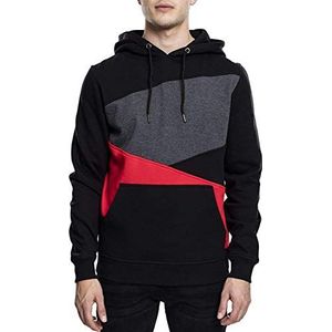 Urban Classics Heren kleding Zig Zag Hoody Capuchontrui, zwart/rood/houtskool., M