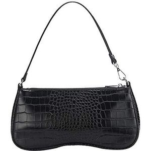 JW PEI Jaren 90 Schoudertas voor dames, veganistisch leer, crocodile portemonnee, mini-cluttch, trendy, zwart