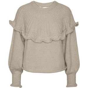 PIECES Pcsikka Ls Oneck Knit Bc Pullover voor dames, silver mink, L