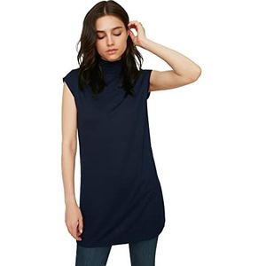 Trendyol Dames Marineblauw steile kraag mouwloze tuniek tuniek shirt, navy, medium