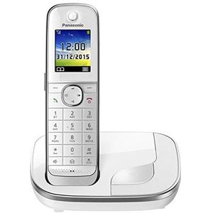 Panasonic KX-TGJ310GW Gezinstelefoon zonder antwoordapparaat (draadloze telefoon, stralingsarm, telefoonbescherming, DECT basisstation, handsfree) wit