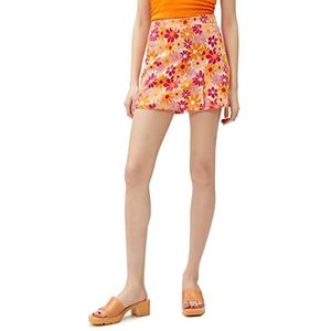 Koton Dames Mini Viscose Mix Floral Skort Skirt, Oranje design (2d2), S