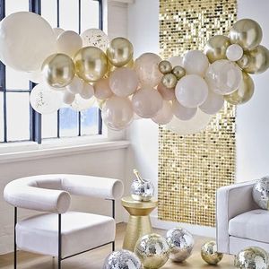 Ginger Ray Gouden en neutrale boog met 60 latex ballonnen confetti verjaardagsfeestje decoratie