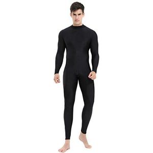 speerise Bodysuit voor heren met rolkraag en lange mouwen, elastaan, zwart, maat L, Zwart, L